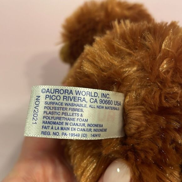 Aurora Mini Flopsie 8” long Oscar Orangutang/Monkey Light Brown Monkey EUC - Picture 9 of 9